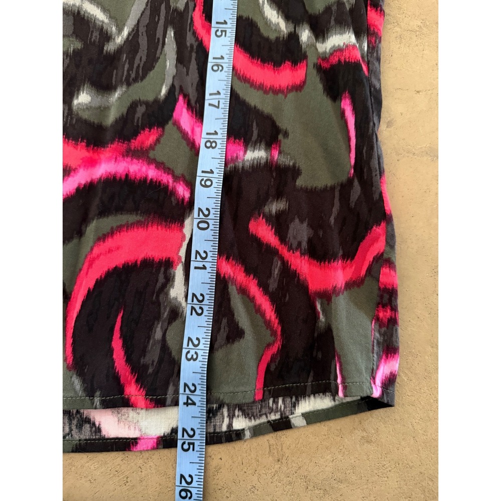 NIC+ZOE Womens Abstract Print Button Down Blouse Pink Olive Green Size Large - Picture 7 of 10